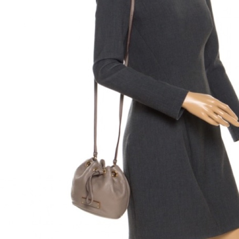 Marc By Marc Jacobs Leather Mini Too Hot to Handle Drawstring Bucket Grey